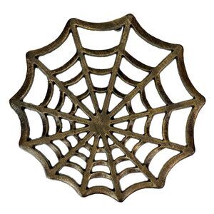 Cast Iron Spider Web Trivet 8" Bronze Gothic Decor, Kitchen Heat Resistant Mat